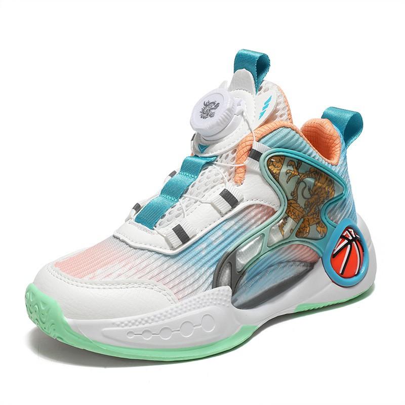 Kids Basketball Shoes With Quiet Sole Design Breathable Mesh Upper Non-Slip Durable Sports Sneakers Boys Girls