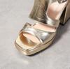Fashion Summer New Gladiator Block Heel Sandals Women Platform Pumps Thick Shoes for Office Model High Heels Gold Silver Sandalias Mujer