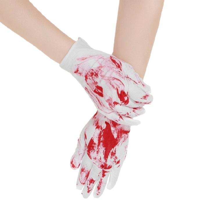 Ghostly Halloween Cosplay Bloodstain Print Gloves for Bone Chilling Style