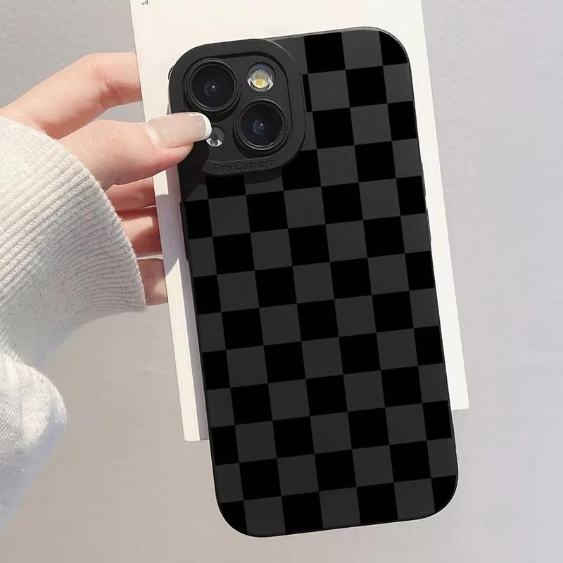 Matte Milky White Checkerboard Patter Phone Case For Samsung Galaxy S25 Ultra S26 S24 S23 FE S22 Plus S21 S20 A54 A55 Soft Cover