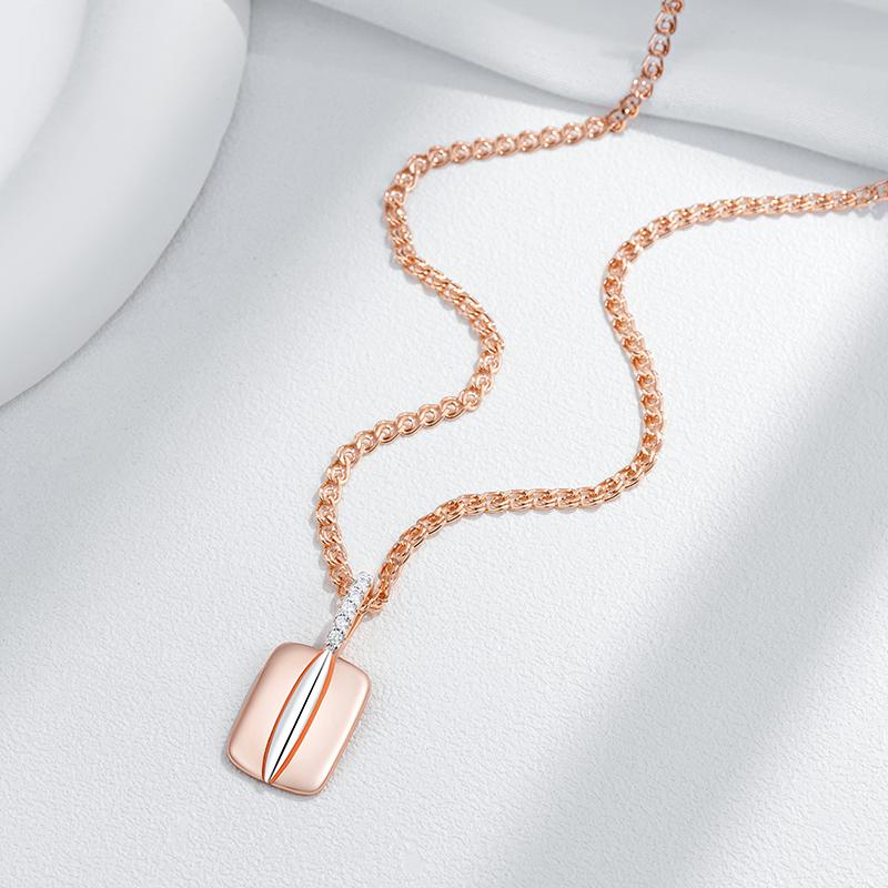 Shiny Natural Zircon Square Pendant Necklace For Women Luxury  Rose Gold  Color Mix Design Daily Fine Jewelry