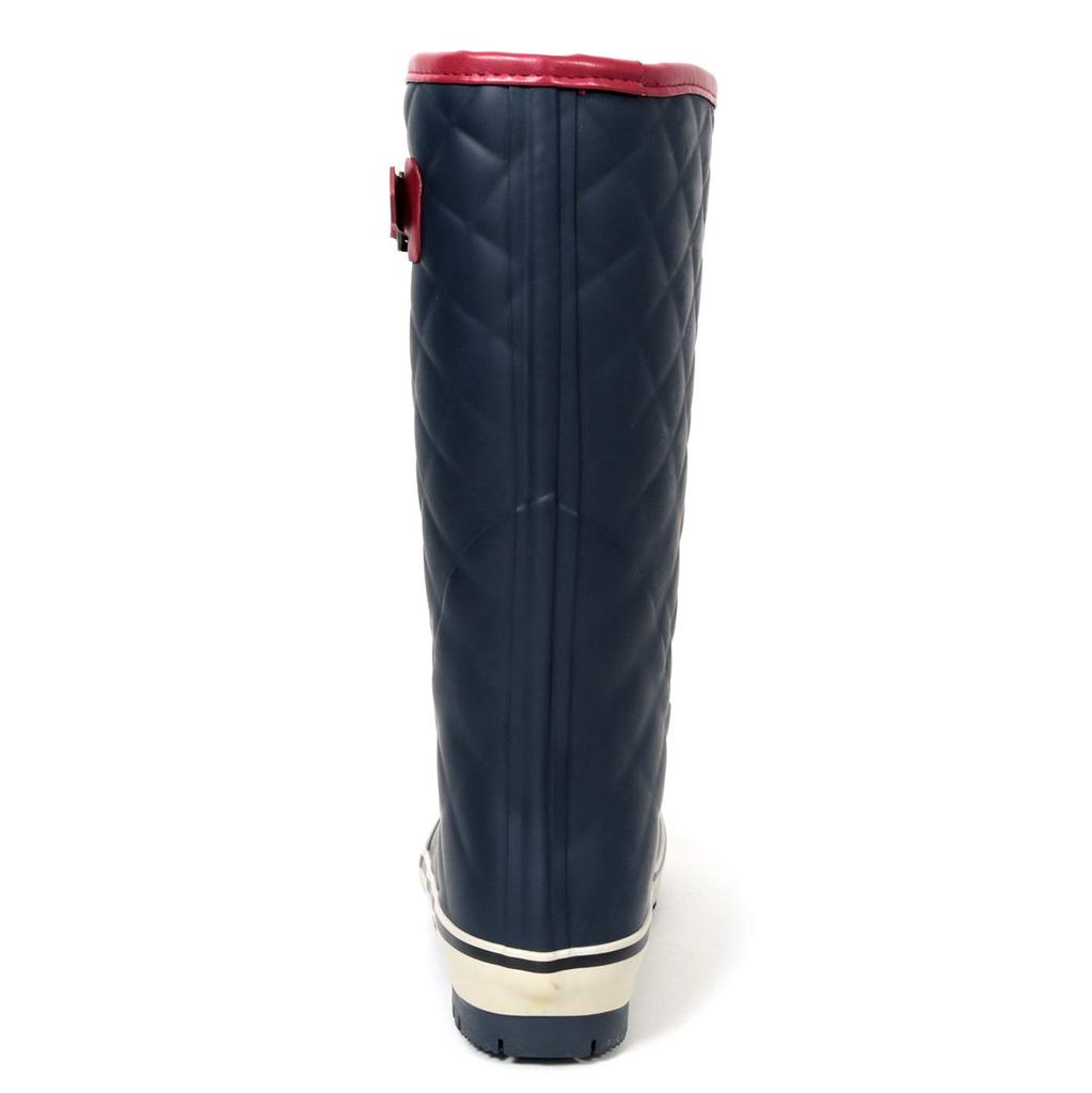 Mozu Quilted Embossed Rain Boots with Urethane Cushion Size Small Women's Lining, Navy,