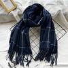 Versatile Winter Plaid Imitation Cashmere Scarf for Girls Warm Tassel  New Style Shawl for Boys