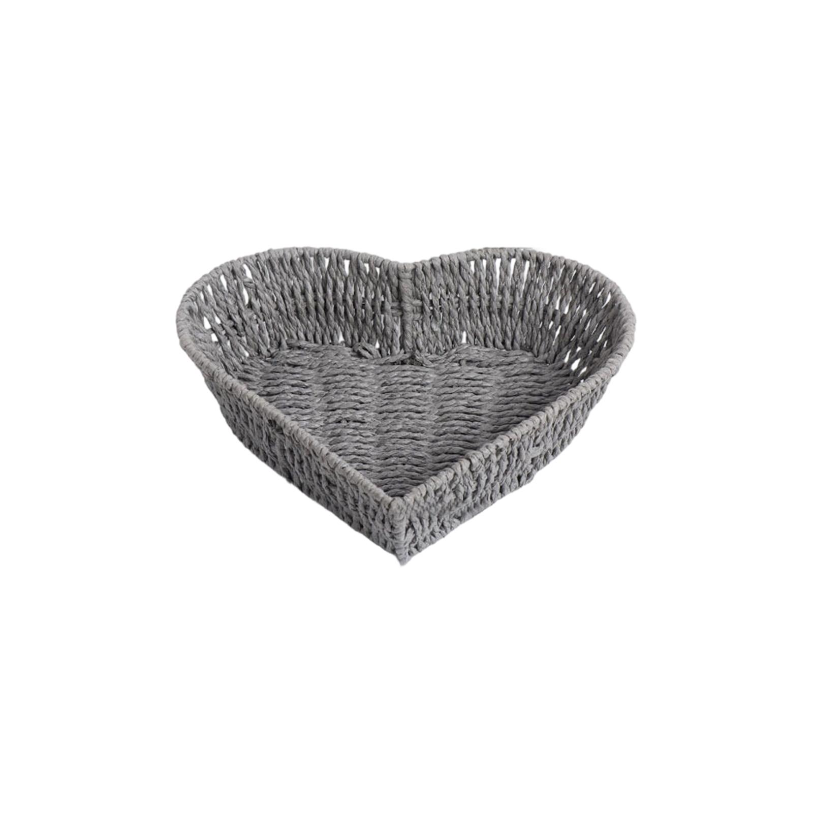 

Ручная плетеная корзина-сердце из бумажной веревки, Настольный органайзер для мелочей, Корзина для хранения One Size