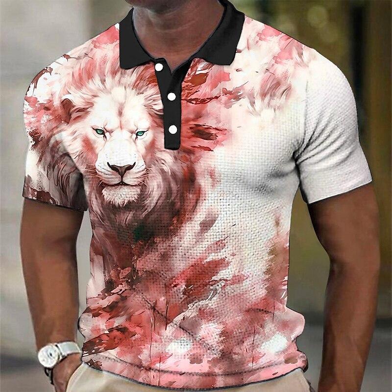 American Flag Print Polo Shirt, Casual Short Sleeve Top for Daily Wear