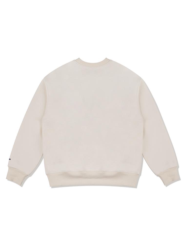 LA MAISON STUDIO Unisex Leris Embossed Embroidery Sweatshirt Cream Navy (Fcc3Ts478M)
