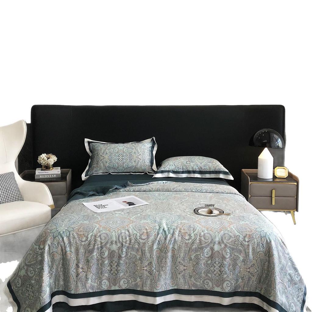 Luxurious European Tencel Brocade Summer Quilt Set: Cooling Ice Silk, Washable, Thin, Four Pieces for Air Conditioning.
