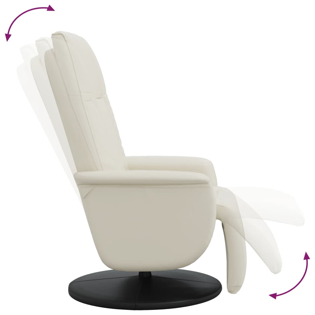 Recliner with Footrest Cream Synthetic Leather