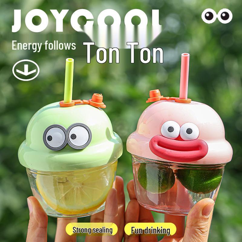 Influencer Mini Dun Dun Straw Cup - Cute, Stylish, High-Value Ins Style Small Glass Cup with Lid