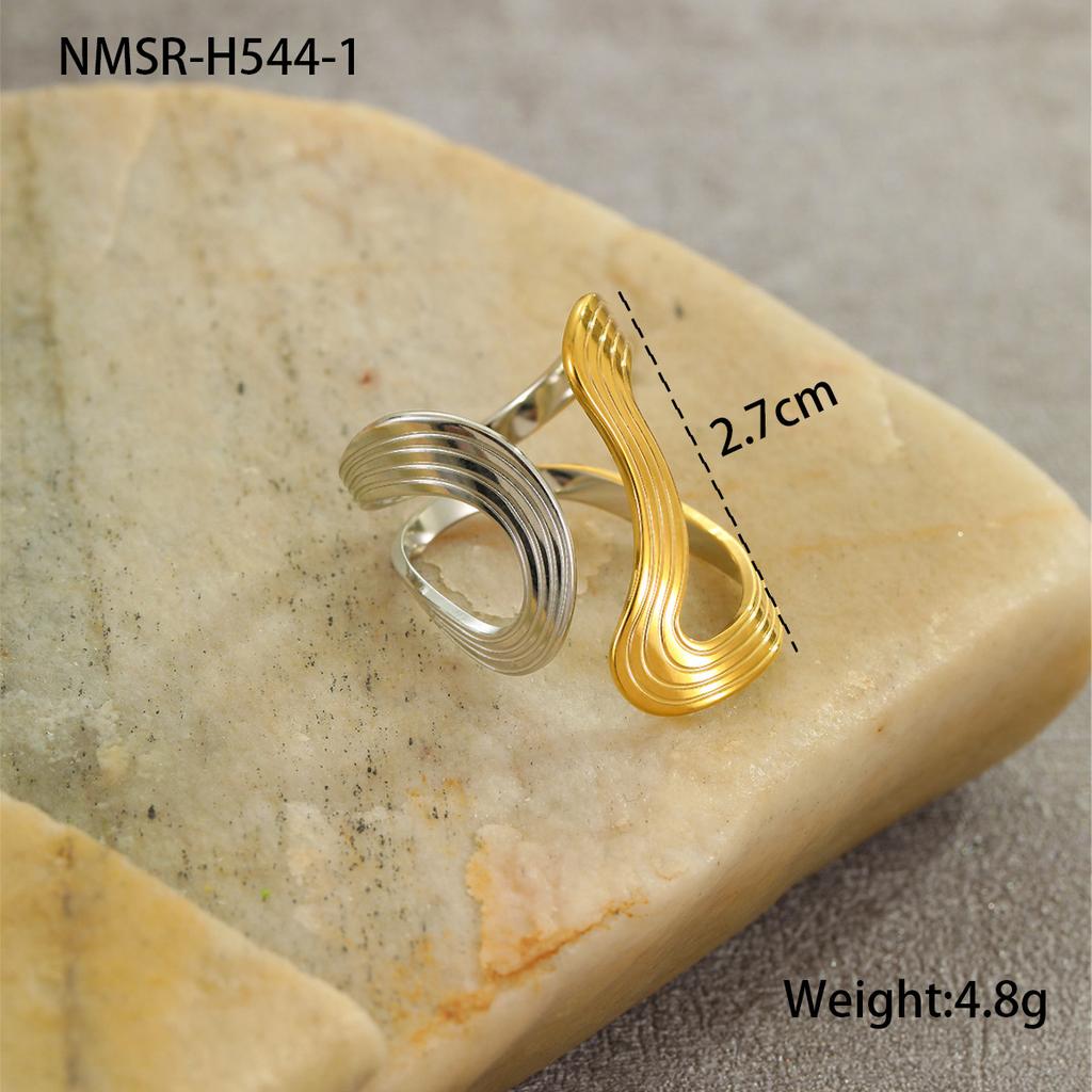 GEMCHIC Women's Geometric Irregular Stainless Steel Rings Gold Plated Fashion Statement Jewelry