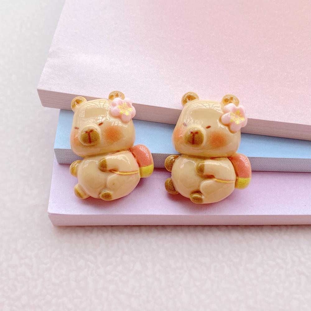 10PCS New Models Colorful Cartoon Bear Series Resin Scrapbook DIY Jewelry Hairpin Headrope Decoration Crafts