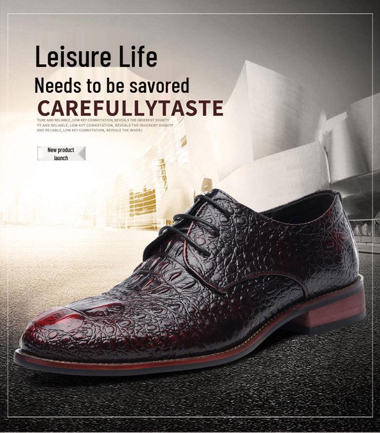 2025 Men's Crocodile Pattern Leather Shoes - Business Korean British Style, Formal Fashion for Youth & Weddings