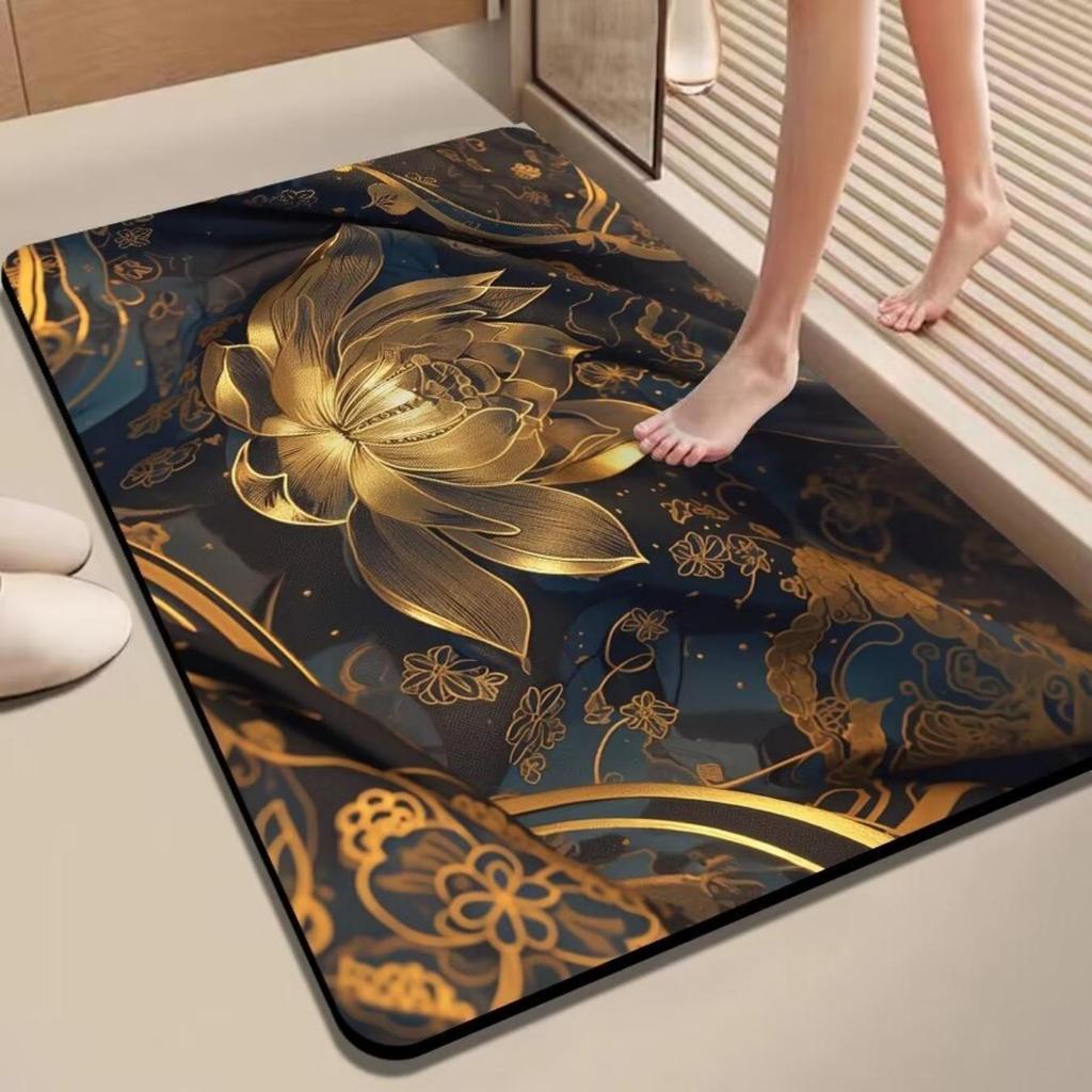 Diatom Printing Bathroom Thickening Mat Bath Non-slip Carpets In Wash Basin Bathtub Side Floor Rug Shower Room Doormat Memory Foam 3D Pad