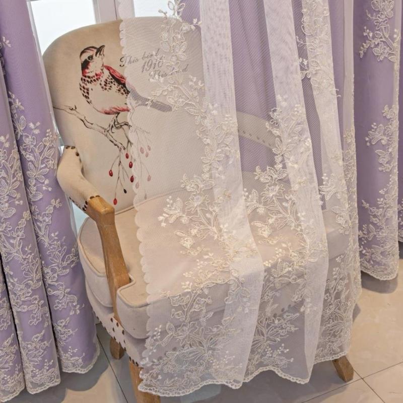 Modern European Style Curtains Pink Lace Embroidery Thickened Curtains Blackout Sunscreen Bedroom Living Room Balcony Curtains