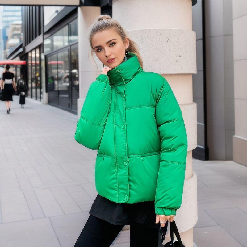 Women's Winter Jacket 2026 Winter Women High Collar Thicken Warm Cottonjacket Women Pure Callor Casual Parkas Women's Coat