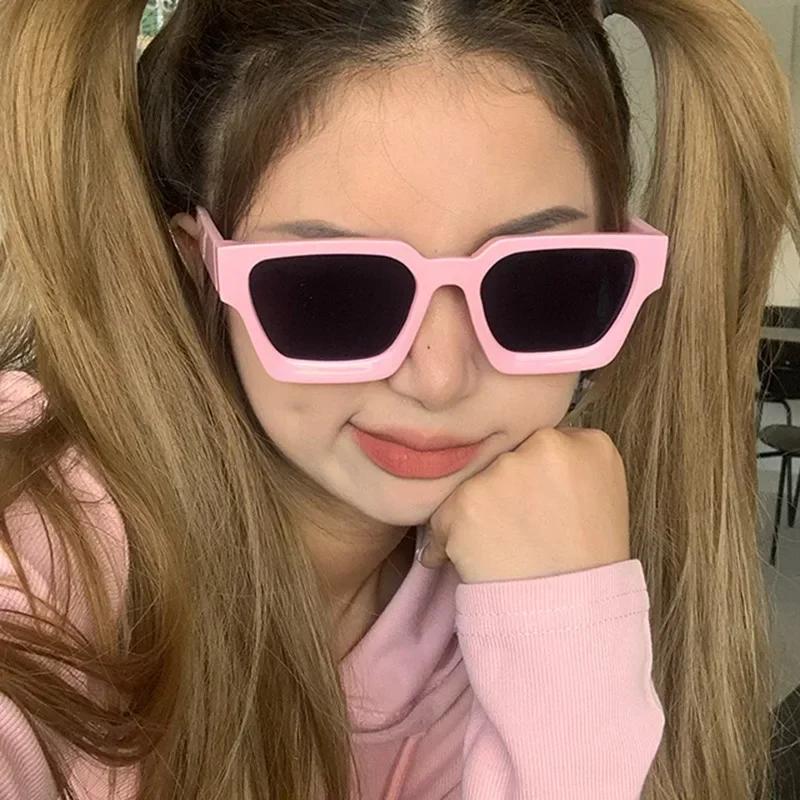 Trendy Square Wide Leg Sunglasses HD Gradient Lenses for Beach Parties Outdoor Travel Fashion Essential
