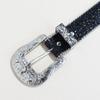 Shimmering Sequined Belt Girl Engraved Buckle Belt 2000s Waistband Punk Waistbelt Bead Trim Belt Aesthetic Waist Accessory