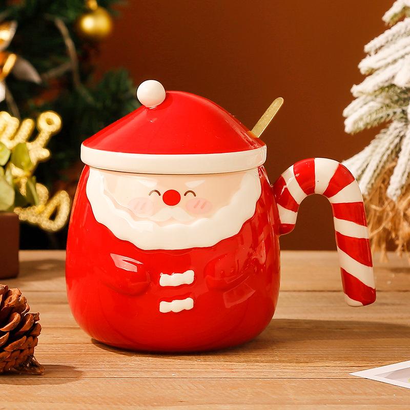 

Рождественский подарок Керамическая чашка Сувенирный подарок для лучшего друга Кружка Пара Кофейная чашка Высокоценная чашка для воды с крышкой и ложкой 301-400ml