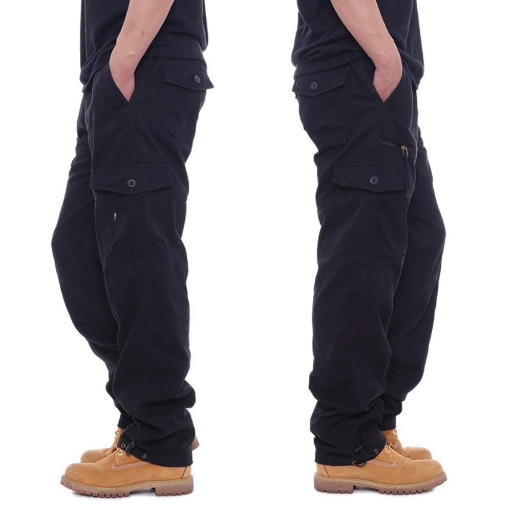 2025 Cargo Pants Men 100% Cotton Multiple Pockets Elastic Waist Casual Trousers Outdoor Hiking Climbing Mountains Men's Pants