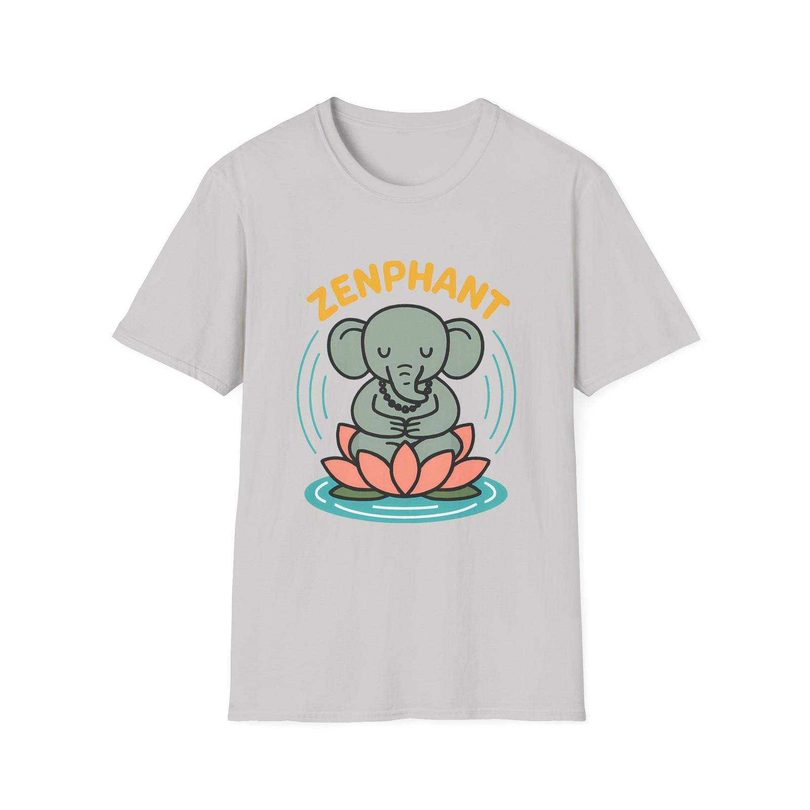Unisex Softstyle T-Shirt Mens Womens Tees Top Cartoon Elephant Meditation Yoga Zen Lotus Tee S