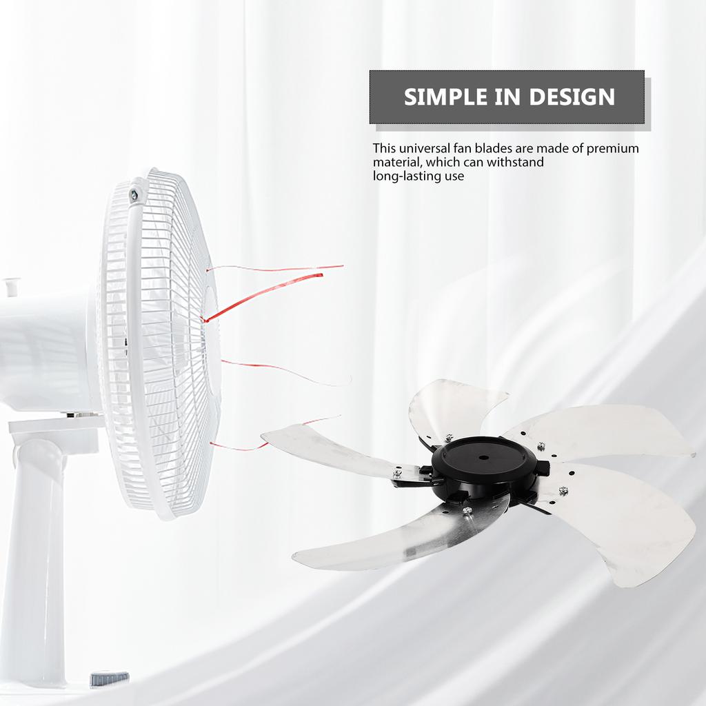 Metal 5 Leaves Fan Blade Replacement Part Easy Install Low Noise Electric Fan Supply for Indoor Standing Table Pedestal