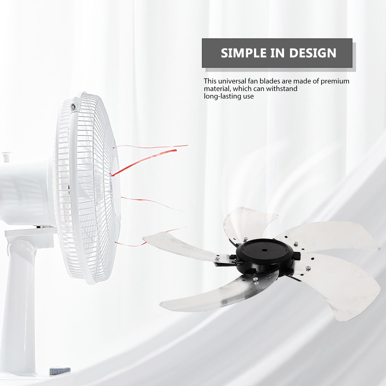 

Metal 5 Leaves Fan Blade Replacement Part Easy Install Low Noise Electric Fan Supply for Indoor Standing Table Pedestal 36.6X36.6X3.3CM