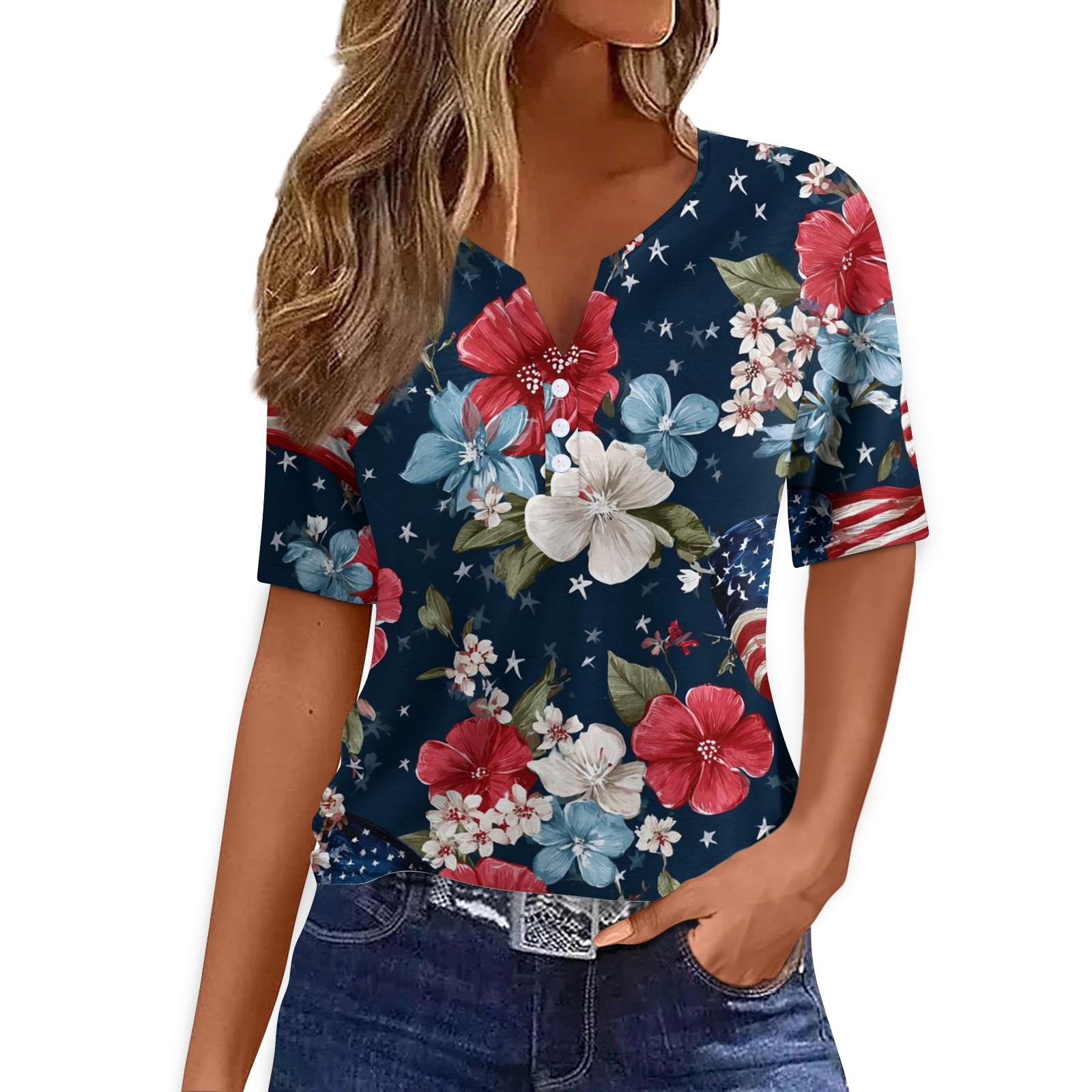 

Womens Spring Tops V Neck Short Sleeve Summer Shirts for Women Casual Printed Design Comfortable Fit Dressy Tops for Women XL винний