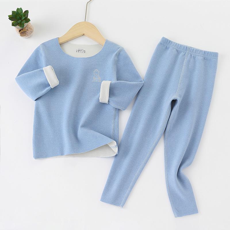 Double-Sided Kids Thermal Underwear Set - Brushed Fleece & Seamless Sides for Home & Base Layer | Warm 2-Piece Pajamas & Loungewear for Boys Girls