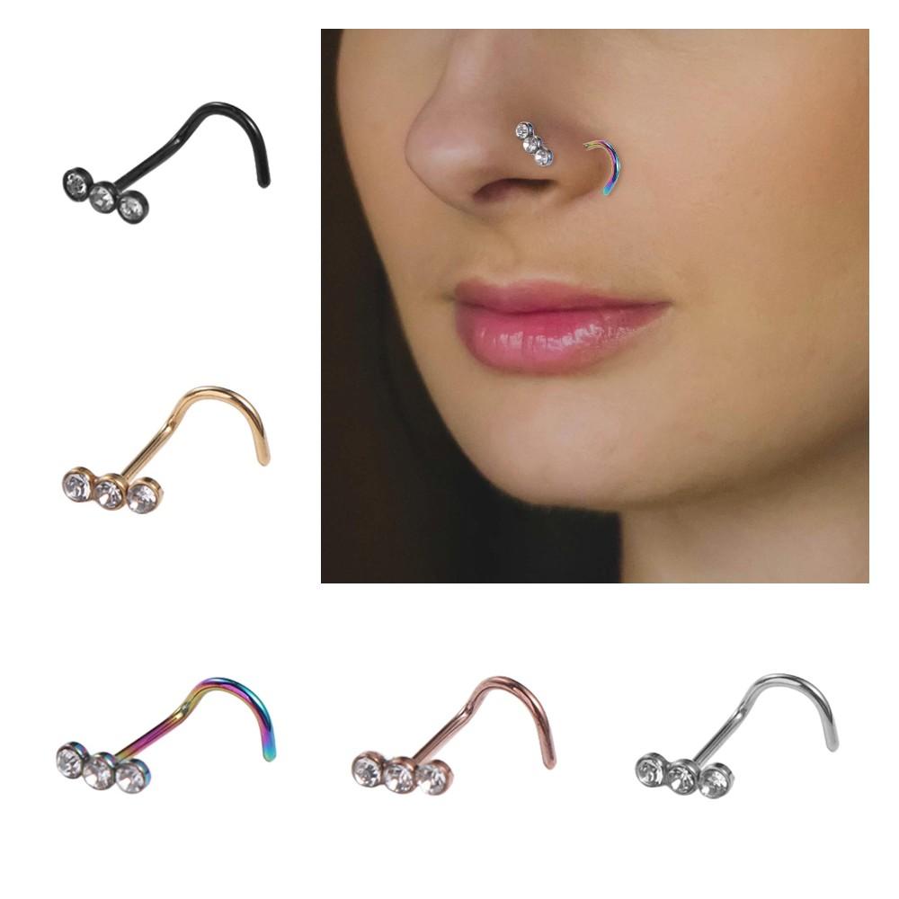 

Geometric Zircon Nose Screw Studs Opal Nostril Punk Daily