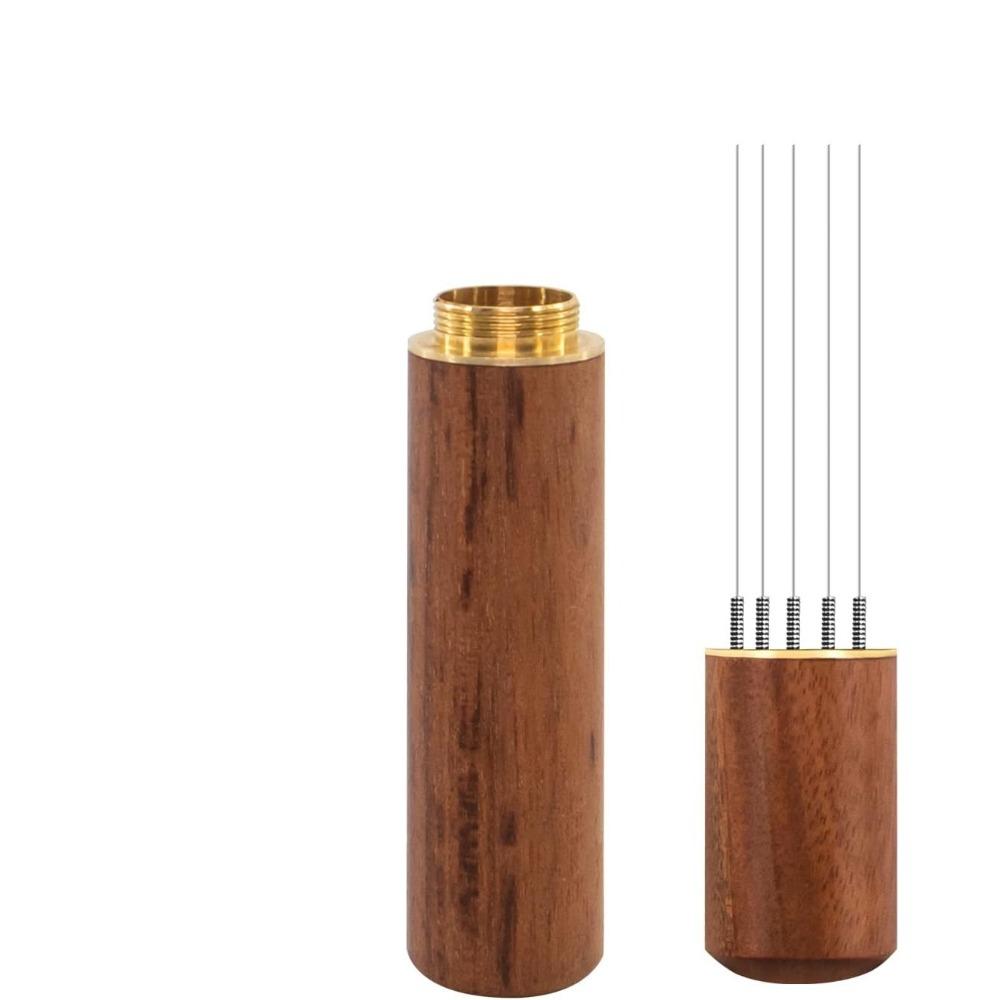 Stainless Steel Espresso Stirrer 6 Pin 0.4mm Espresso Dispensing Tool with Natural Solid Wood Handle and Stand, Rosewood/Ebony