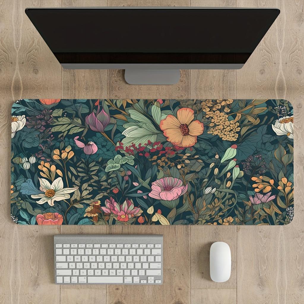 Flower Plant Mouse Pad Gaming Computer Extra Large Mouse Pad with Stitched Border NonSlip Mat for Keyboard and Mouse 800x400x2mm