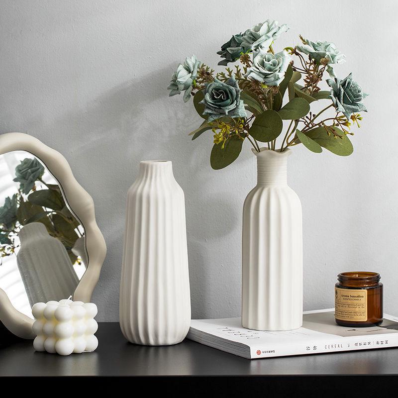 Modern Nordic White Ceramic Vase - Light Luxury Ins Style for Home Decoration and Flower Arrangement