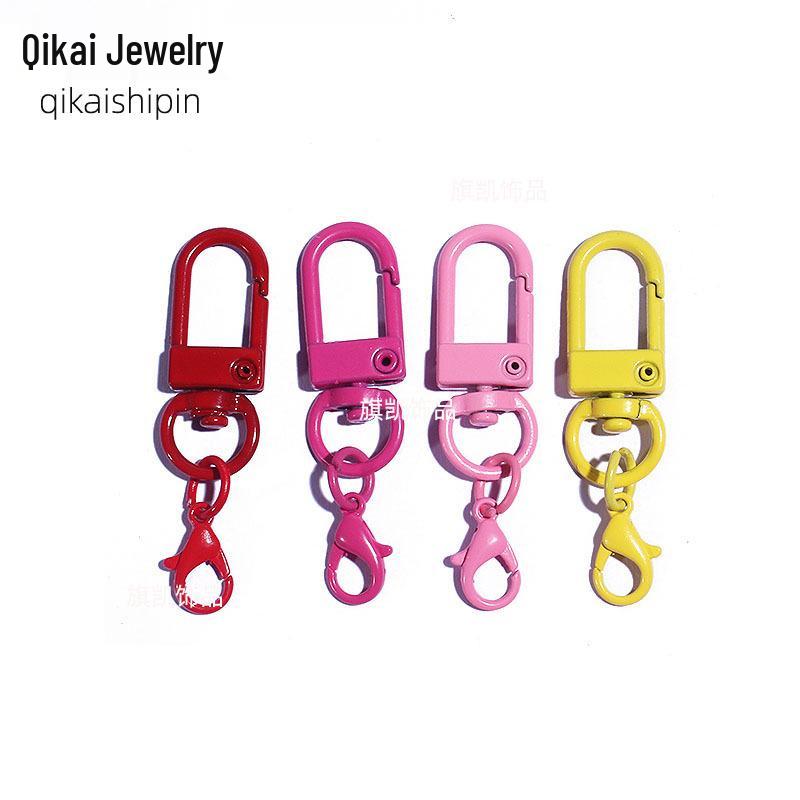 Candy Color Rotating Lobster Clasp Keychain 14mm Door Buckle Hanger - DIY Metal Ornament Accessory