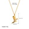 Tempusort 18K Gold Stainless Steel Zircon Necklace Western Cowboy Boots Engraved Vintage Pendant Accessories Jewelry