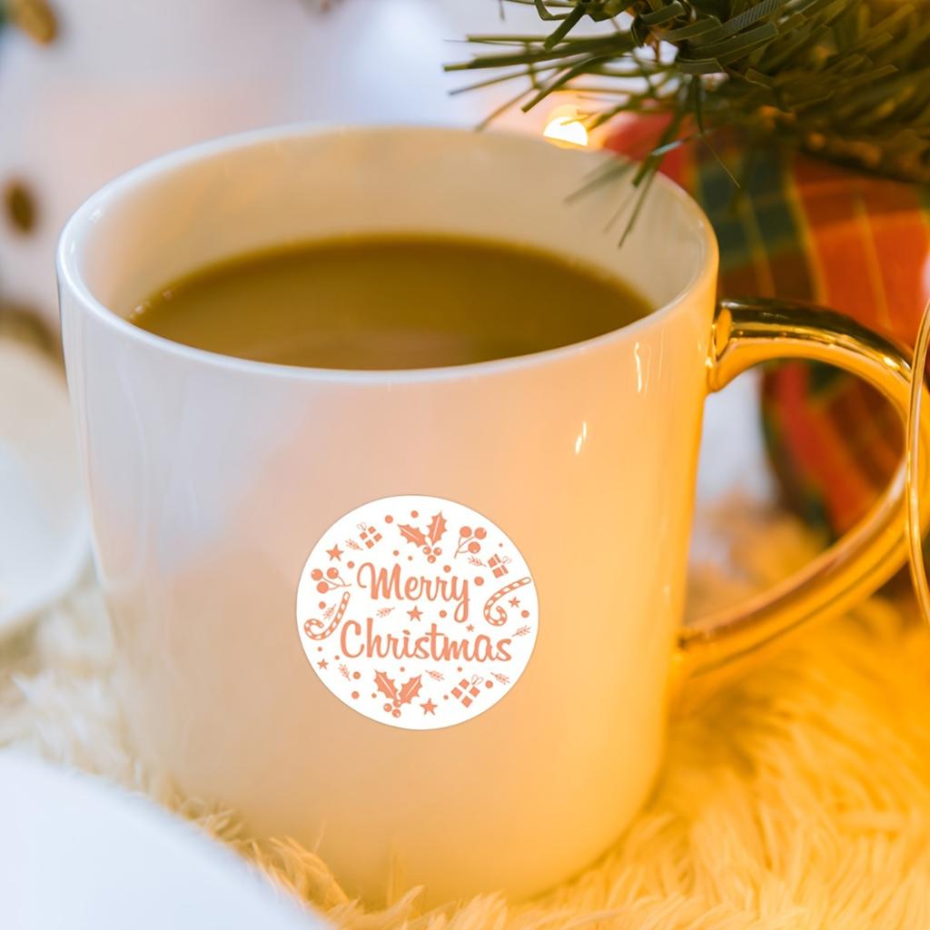 Rose Gold Merry Christmas Stickers Self-Adhesive Holiday Stickers Self-Adhesive for Christmas Decoration Wedding Party Card Labels 500 Pieces In a Ro