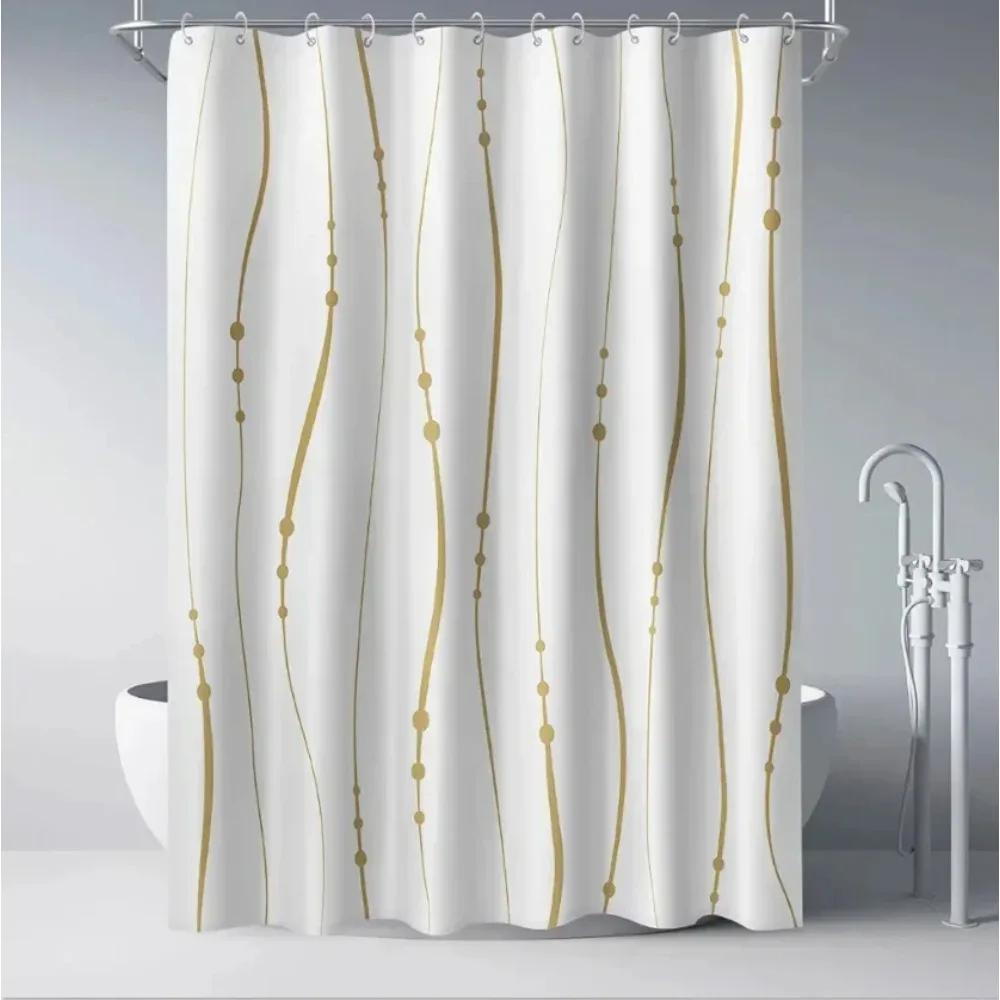 Creative Geometric Print Shower Curtains Red Black Gray Blue Simple Line Graphic Print Polyester Fabric Home Decor Bath Curtain