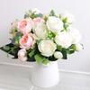 Högkvalitativa Konstgjorda Blommor Pion Vit Rosa Rosbukett Hem Bröllopsdekoration Falska Blommor Hantverk Vardagsrumsuppsättning