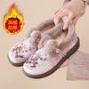 Winter new cotton shoes women's velvet thickened warm mother shoes soft sole one pedal comfortable non-slip thick-soled embroidered shoes