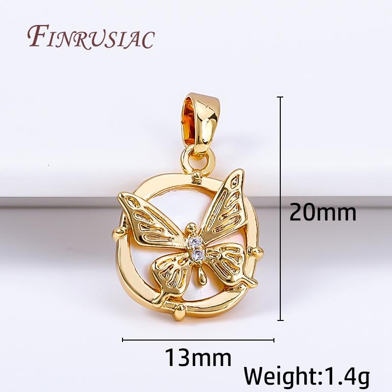 

18K Real Gold Plated Butterfly Pendant DIY Necklace Making Accessories,Natural Shell Square Charms Accessory DIY Jewelry Crafts 1 Piece