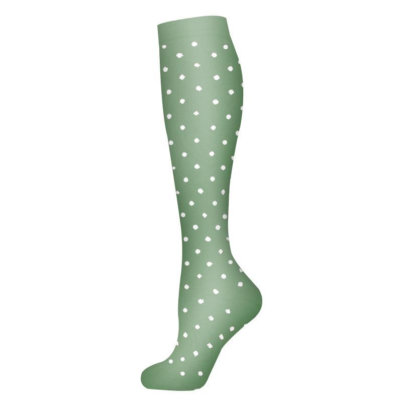 Compression Socks Small Dots Stripe Candy Color Varicose Vein Nurse Sports Running Calf Pressure Stockings Protect Feet Support