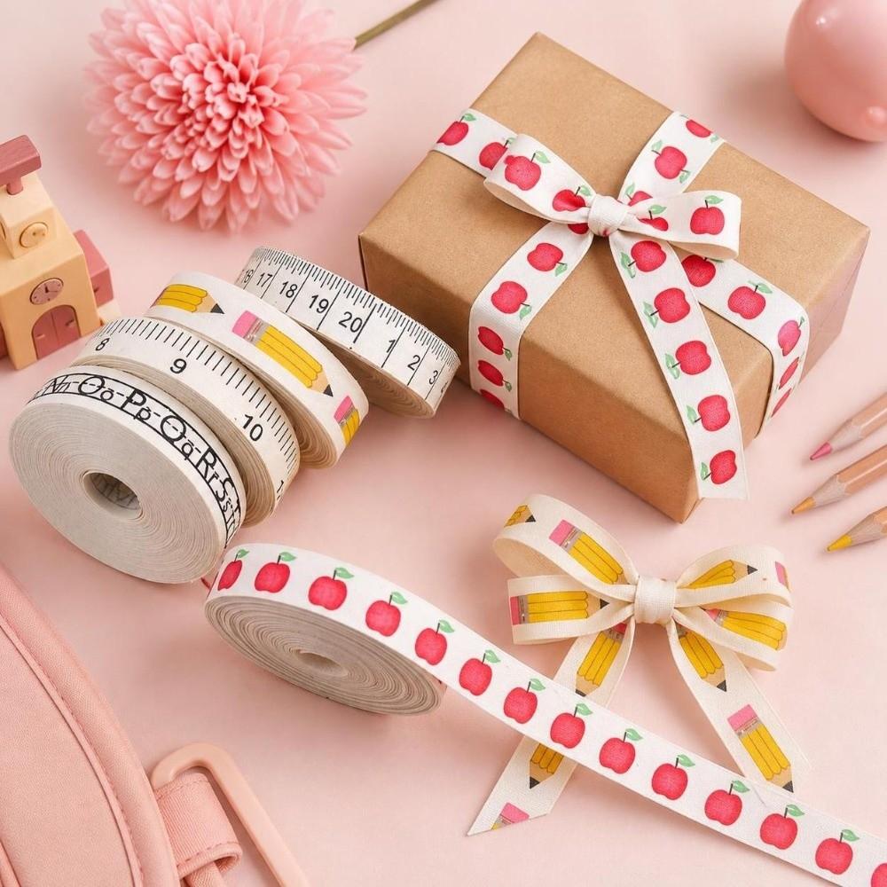 Convenient 10 Yard Gift Packaging Ribbon 1.6cm Pencil Pattern DIY Craft Ribbon Cotton Reusable Bow Making Ribbon Back To School