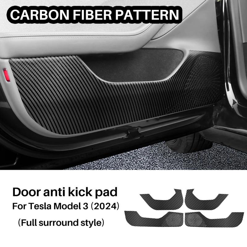 For Tesla Model 3 Highland 2024-up Suede Leather Door Anti-Kick Sticker Soil-Proof Mat Children's Kick Pad Car Accessories