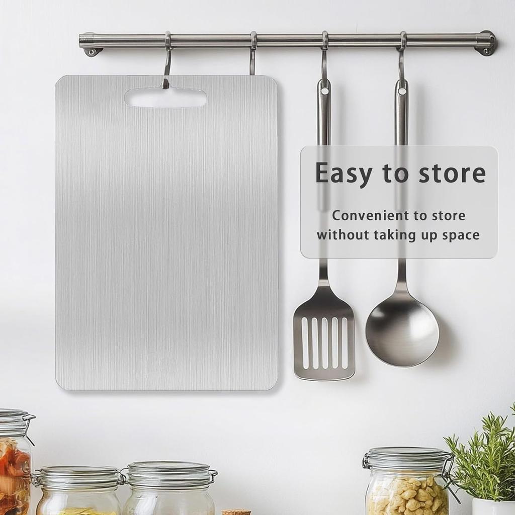 Titanium Cutting Board, Double Sided Stainless Steel Non Toxic Cutting Board for Kitchen, Food-Grade Cutting Board for Cutting Meats, Fruits And