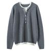 Stylish Women's Faux Two-Piece Cashmere Knit Sweater - Loose, Slimming, Versatile Pullover