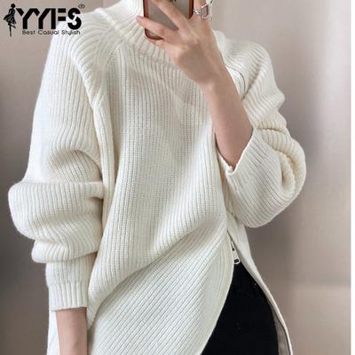 Women's Fashion Casual Fall Winter Solid Color Print Long Sleeve High Neck Sweaters