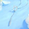 OAHLAN Women's S925 Sterling Silver Circle Necklace with OT Clasp and Diamond-Embedded Long Sweater Chain Fashion Jewelry
