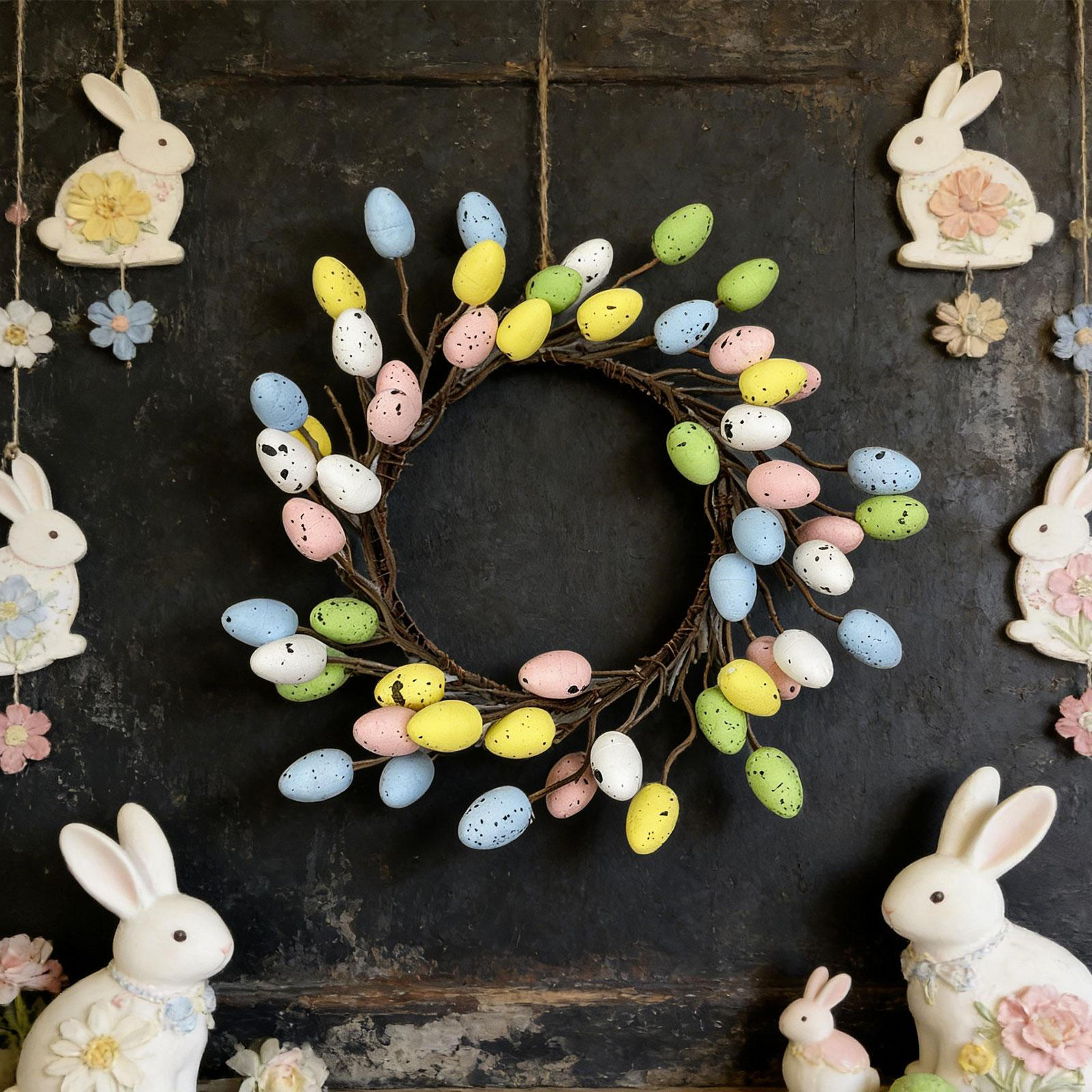 

Garland Made of Rattan Foam in The Shape An Egg, Colorful for Decorating Walls, Porches, Indoors S