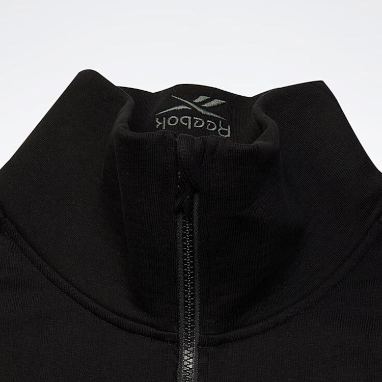 Reebok Solid Color Knitted Fleece Half-Zip Pullover Sweatshirt Unisex Sweatshirt Black 23FRC355UGH0