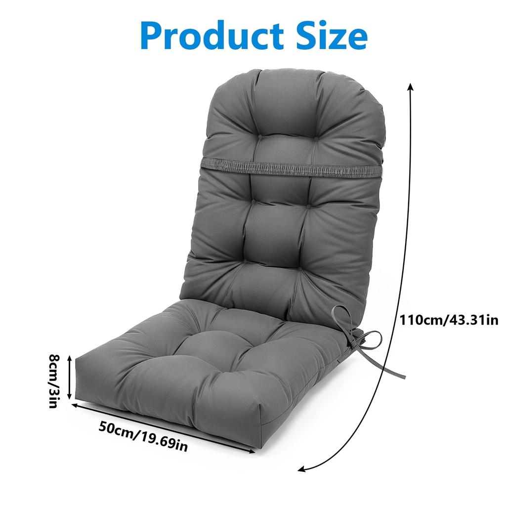 Cuscino per Sedia a Dondolo Adirondack, Spesso 44x20x4 Pollici, Cuscino Alto per Sedia da Patio, Cuscino Impermeabile per Seduta di Mobili da Esterno con Lacci