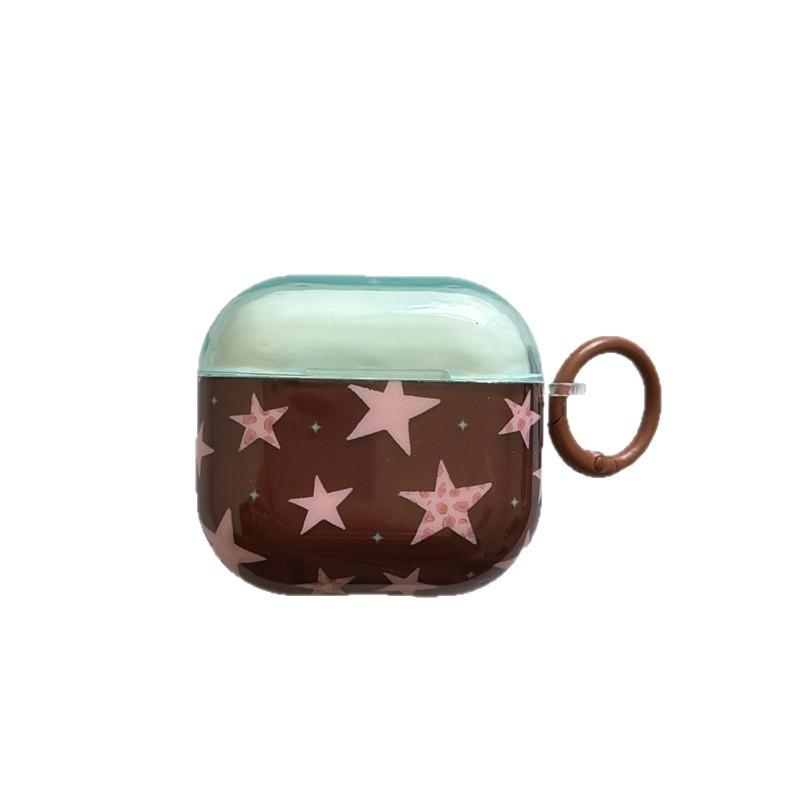 ins transparent brown pink star AirPods 1 generation earphone case for AirpodsPro1 generation Bluetooth headset